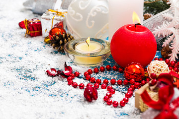 Christmas Decoration Over Wooden Background