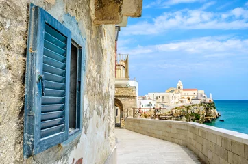 Fototapeten vieste gargano apulia italy window mediterranean sea village © Luca Lorenzelli