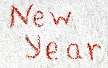 Christmas words on snow