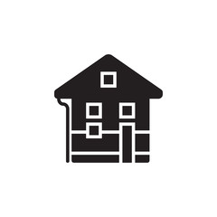 Vector icon or illustration with house in black color