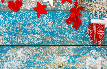 Christmas Decoration Over Wooden Background