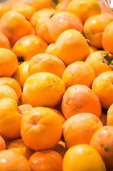 Fresh fruits to sell on the market. Selective focus. Background
