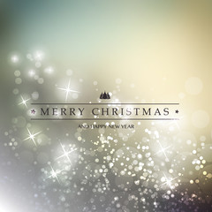 Colorful Happy Holidays, Merry Christmas Greeting Card With Label on a Sparkling Blurred Background