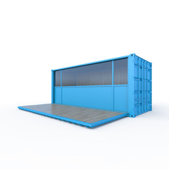 3D Rendering of cargo container convertible to mobile shop.