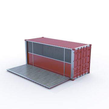 3D Rendering of cargo container convertible to mobile shop.