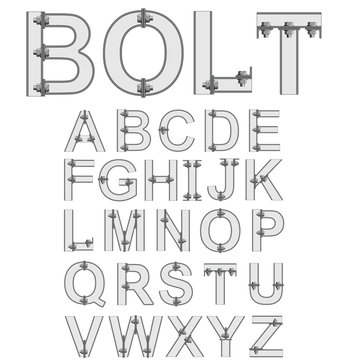 Grey bolted alphabet font