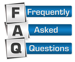 FAQ - Frequently Asked Questions Blue Grey Squares Vertical 