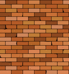 Brick wall vector background. Seamless pattern. Textured rough surface. Building construction theme. Grunge brickwork illustration. Old structure template.