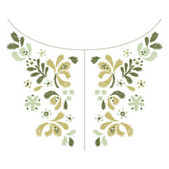 flower embroidery  artwork design for neckline fashion clothing - 130057473