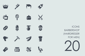 Set of barbershop (hairdresser for men) icons