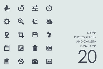 Set of photography and camera functions icons