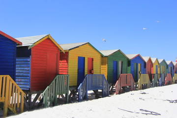 Naklejka premium Strandhütten in Muizenberg, Südafrika