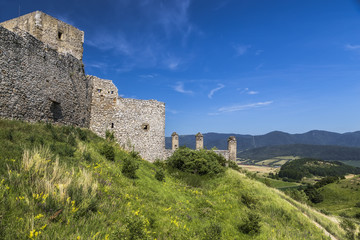 Fototapeta na wymiar Landscape with fragment of medieval castle