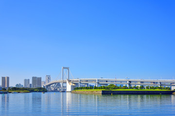 Rainbow bridge in Tokyo, Japan