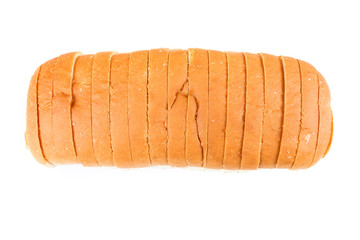 Loaf of whole grain bread isolated on white background