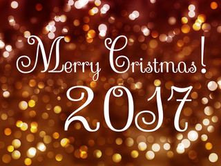 Merry Christmas 2017 holiday background with bokeh