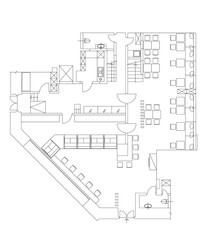 Standard cafe furniture symbols on floor plans