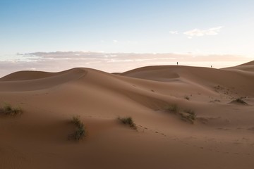 Fototapeta na wymiar Dune Landscape with Footsteps after Sunset