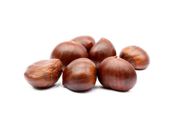 Chestnuts isolated on white background