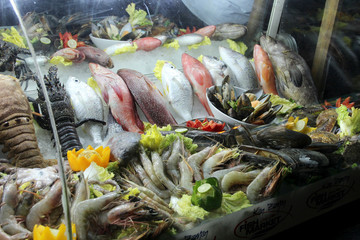 Fresh seafood on market