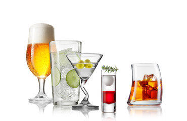 collection of different style of the glasses on white back