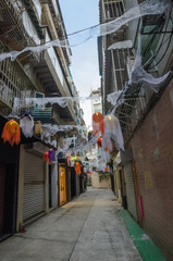 Small narrow street in Macau, China