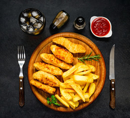 Fast Food with French Fries, Chicken Nuggets and Cola