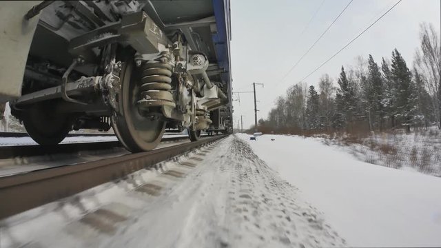 the movement of trains on the railway on the TRANS-Siberian in winter