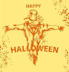Fototapeta na wymiar Illustration of a Scarecrow on yellow background