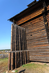 Nizhnaya Sinyachikha, Russia - September 24, 2013: Museum of wooden architecture. Tower of Aramashevsky jail