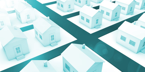 project of residential area with private houses color effects