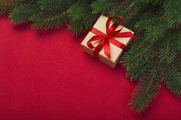 Fototapeta na wymiar Christmas tree and gift