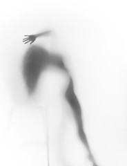 Silhouette of a sexy and beautiful woman body, hand
