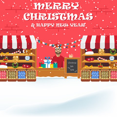 Christmas Fair with the sale of toys, gifts. Invitation card