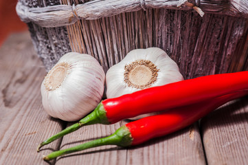 fresh garlic. red pepper
