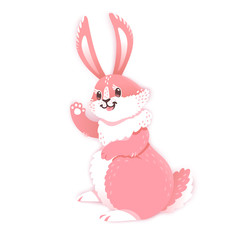 Cute rabbit cartoon waving hand. Vector illustration