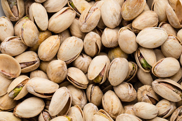 Roasted and salted pistachios in shell.