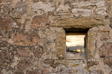 Sunset reflected in window