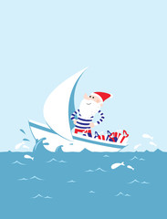 P&egrave;re No&euml;l Breton navigant sur la mer