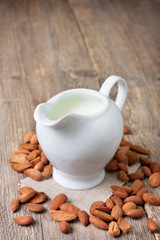 almond milk in the jug of milk