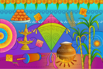 Happy Pongal festival celebration background