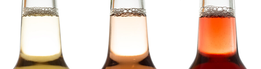 3 Flaschen bunte Limonade als Panorama