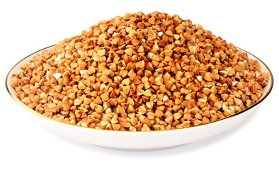 Buckwheat in porcelain plate