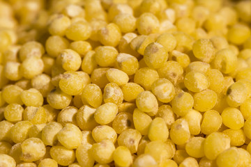 millet, barley, cereal, grain, most small, beans scattered, refined cereals close-up