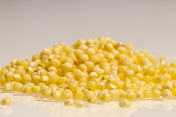 millet, barley, cereal, grain, most small, beans scattered, refined cereals close-up