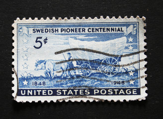 Vintage postage stamp swedish pioneers