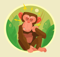 Angry monkey character. Vector flat cartoon illustration
