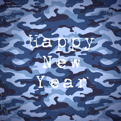 Happy New Year card in military style. Vector