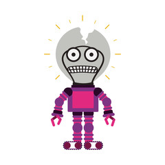 Toy robot damaged icon. Childhood play fun cartoon and game theme. Isolated design. Vector illustration