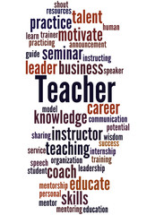 Obraz premium Teacher, word cloud concept 2